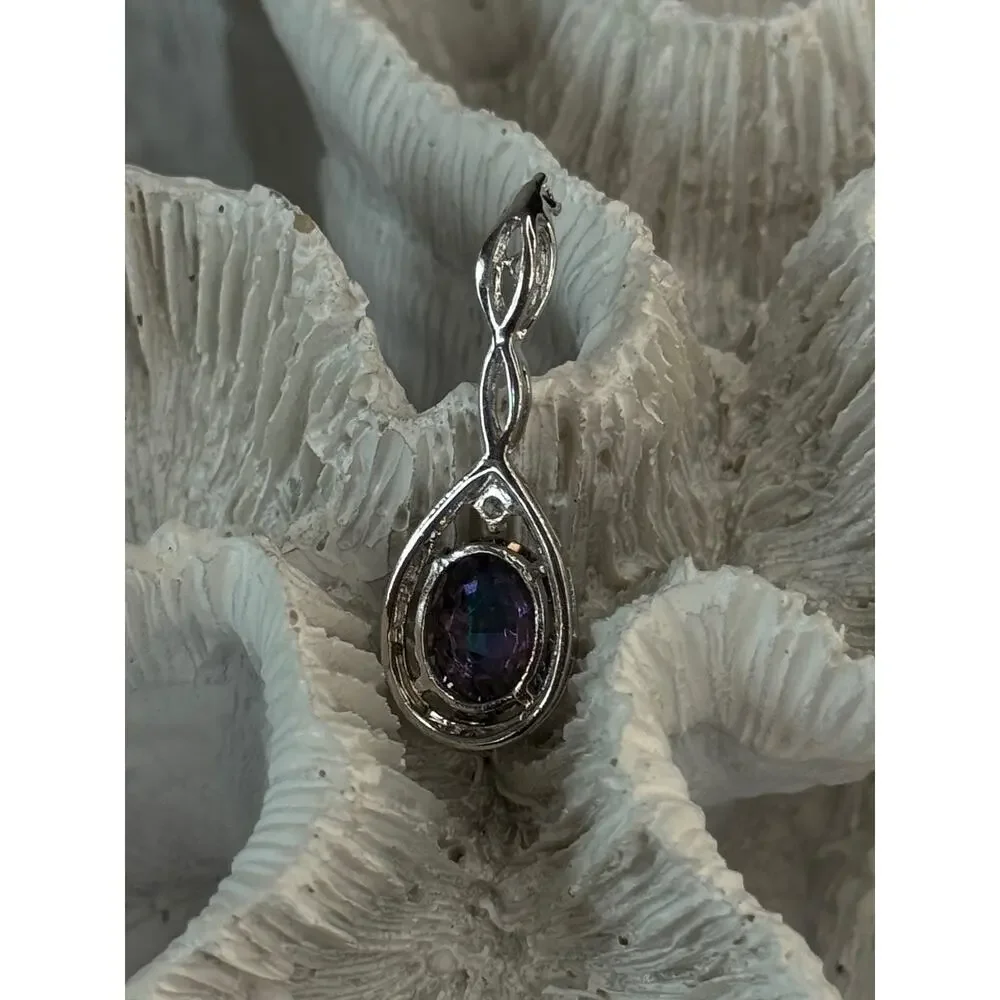 925 Sterling Silver Mystic Topaz & Beryl Pendant Length 1.40 inch